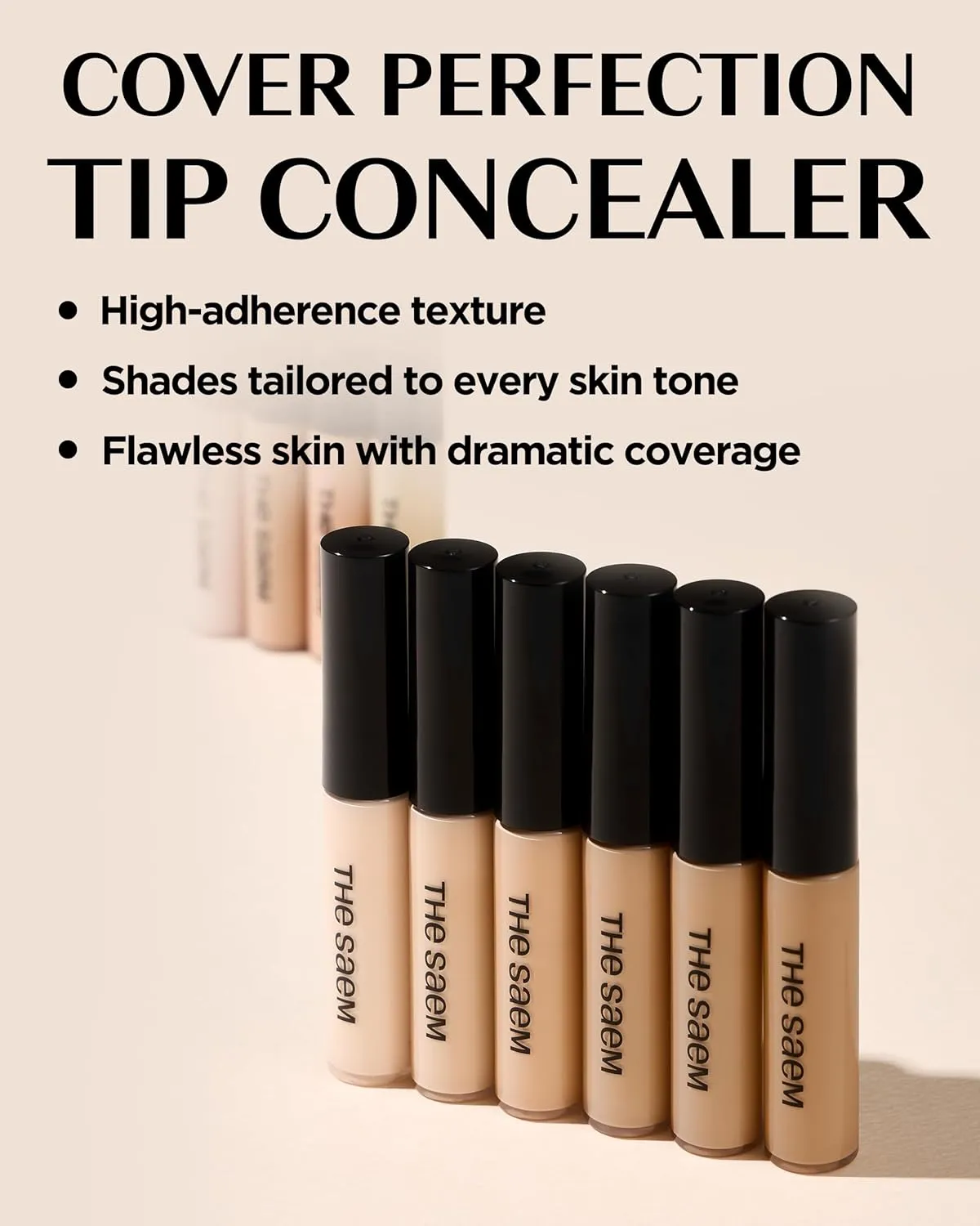 THESAEM Cover Perfection Tip Concealer 3 Color Set, Liquid Multi-Use Concealer, Full Coverage Makeup for Acne Dark Spots Dark Circles Hyperpigmentation and Blemishes, 0.2 fl.oz. (#1, #1.5, #2)