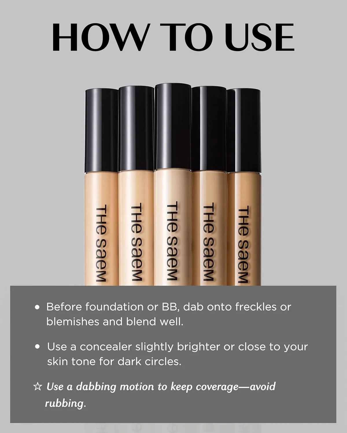 THESAEM Cover Perfection Tip Concealer 3 Color Set, Liquid Multi-Use Concealer, Full Coverage Makeup for Acne Dark Spots Dark Circles Hyperpigmentation and Blemishes, 0.2 fl.oz. (#1, #1.5, #2)