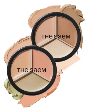 THESAEM Cover Perfection Triple Pot Concealer 01 Correct Beige   02 Contour Beige - 3 Color Concealer for Medium & Natural Tone - Full Coverage, Correct & Conceal Redness, Dark Circles, Contouring