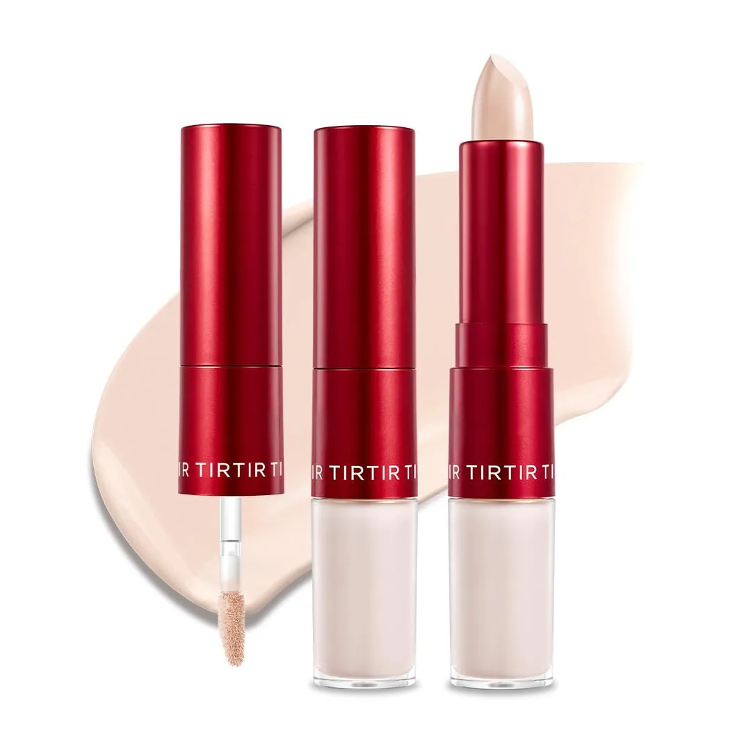 TIRTIR Glide&Hide Blurring Concealer - Creamy texture, Conceals dark circles and wrinkles, Dual formula (liquid tip & balm stick), Long-lasting wear, Korean Makeup, #0.5N, 0.28 Oz
