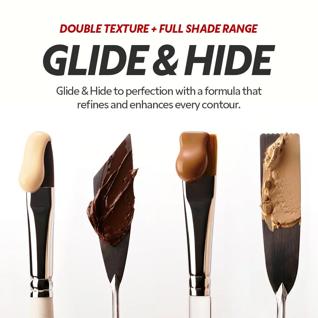 TIRTIR Glide&Hide Blurring Concealer - Creamy texture, Conceals dark circles and wrinkles, Dual formula (liquid tip & balm stick), Long-lasting wear, Korean Makeup, #2.5C, 0.28 Oz