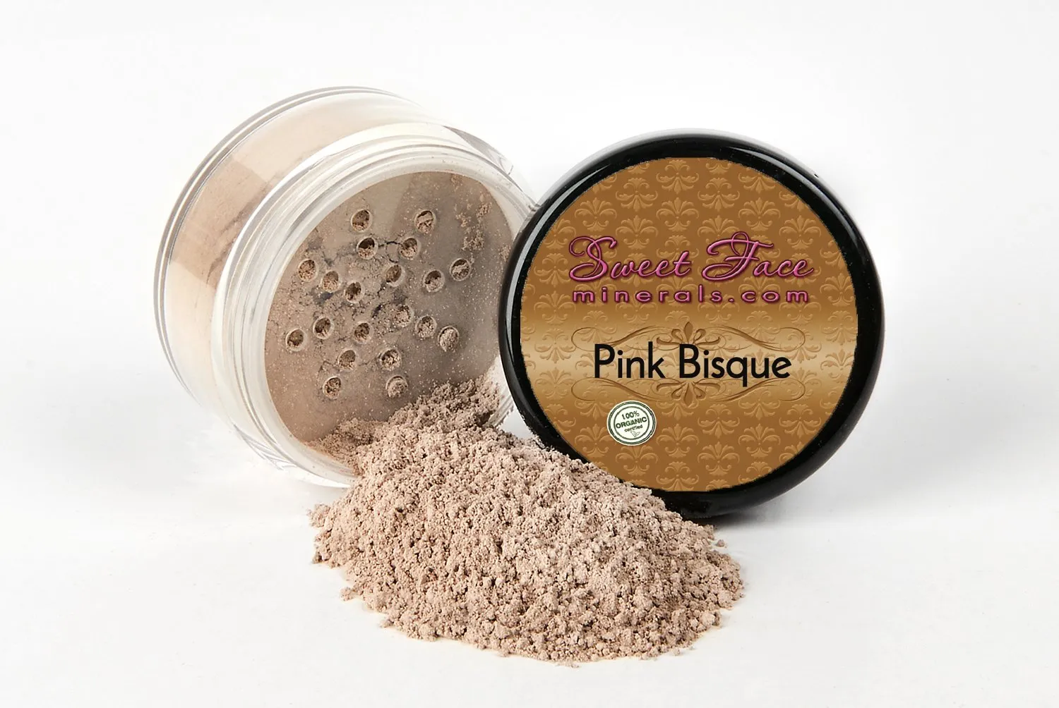 TRIO WITH BRUSHES (PINK BISQUE) Full Size Kit Mineral Makeup Brush Set Foundation Concealer Blush Bare Face Sheer Powder Cover