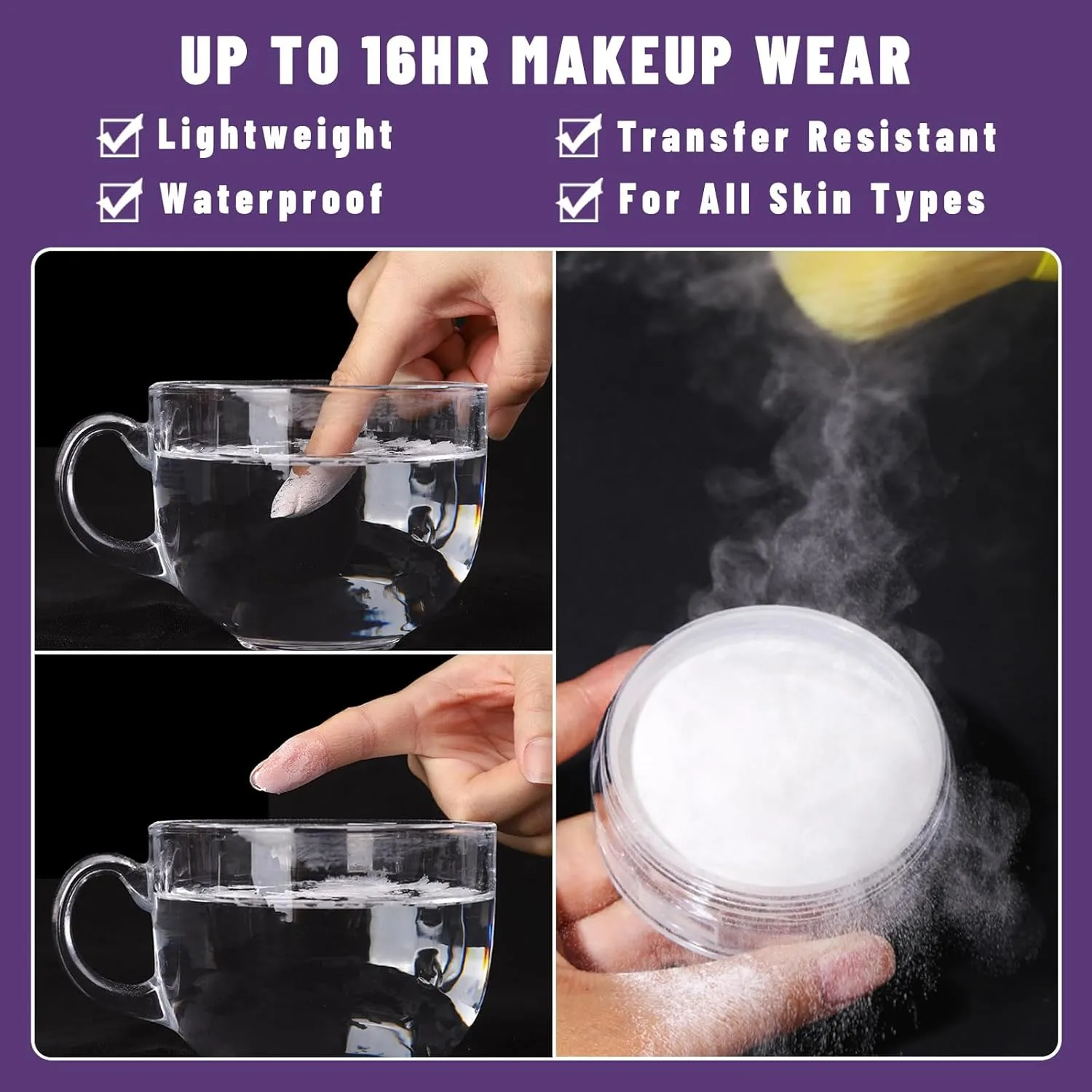 UCANBEMAKUP Long Lasting Makeup Setting Spray Kit- 6.76 Fl oz Hydrating Matte Finish Mist Lightweight Face Make up Fixer  Translucent Loose Setting Powder 2PC Sponge Puff Set