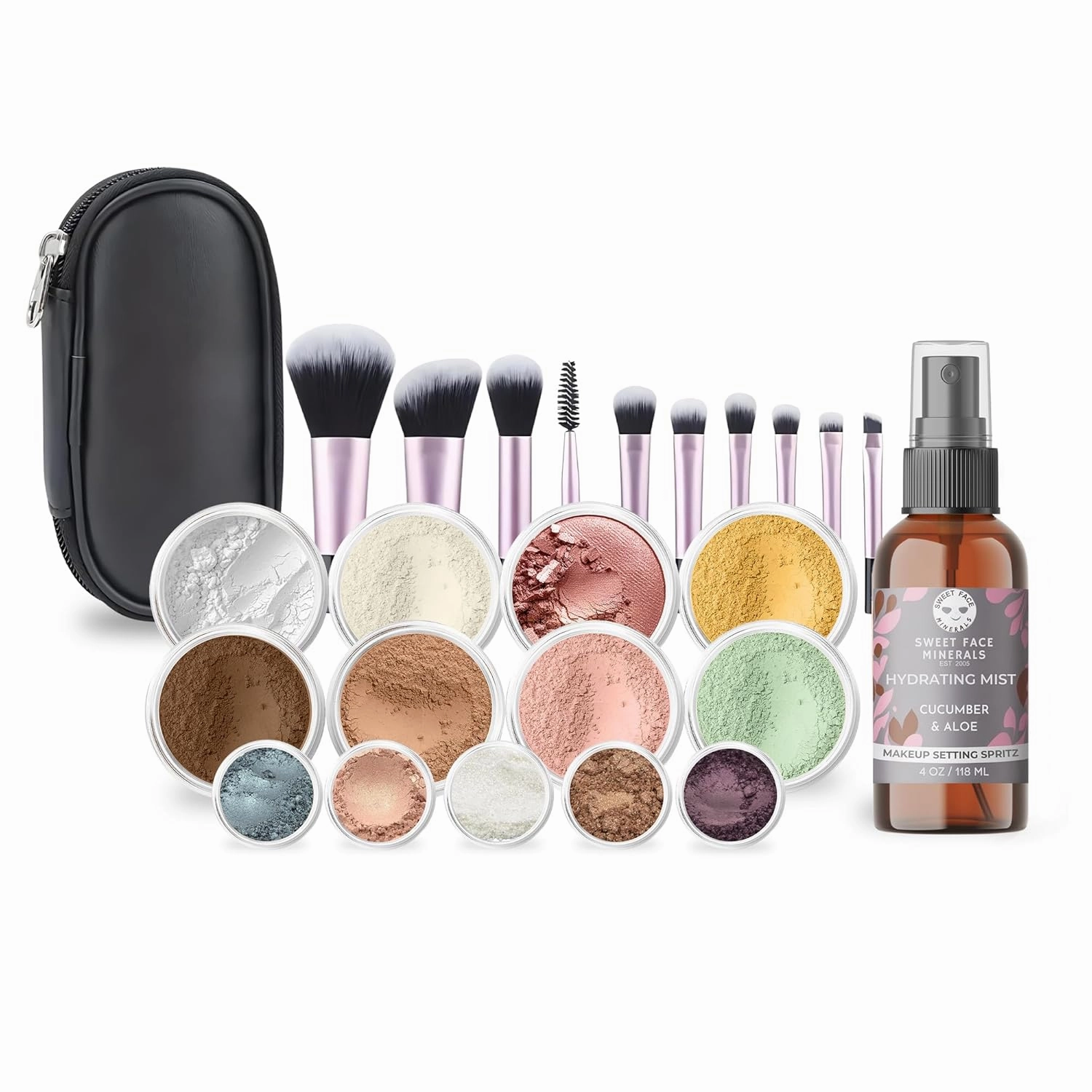 ULTIMATE KIT (EBONY) Full Size Mineral Makeup Set Matte Foundation Kit Bare Face Sheer Powder Cover
