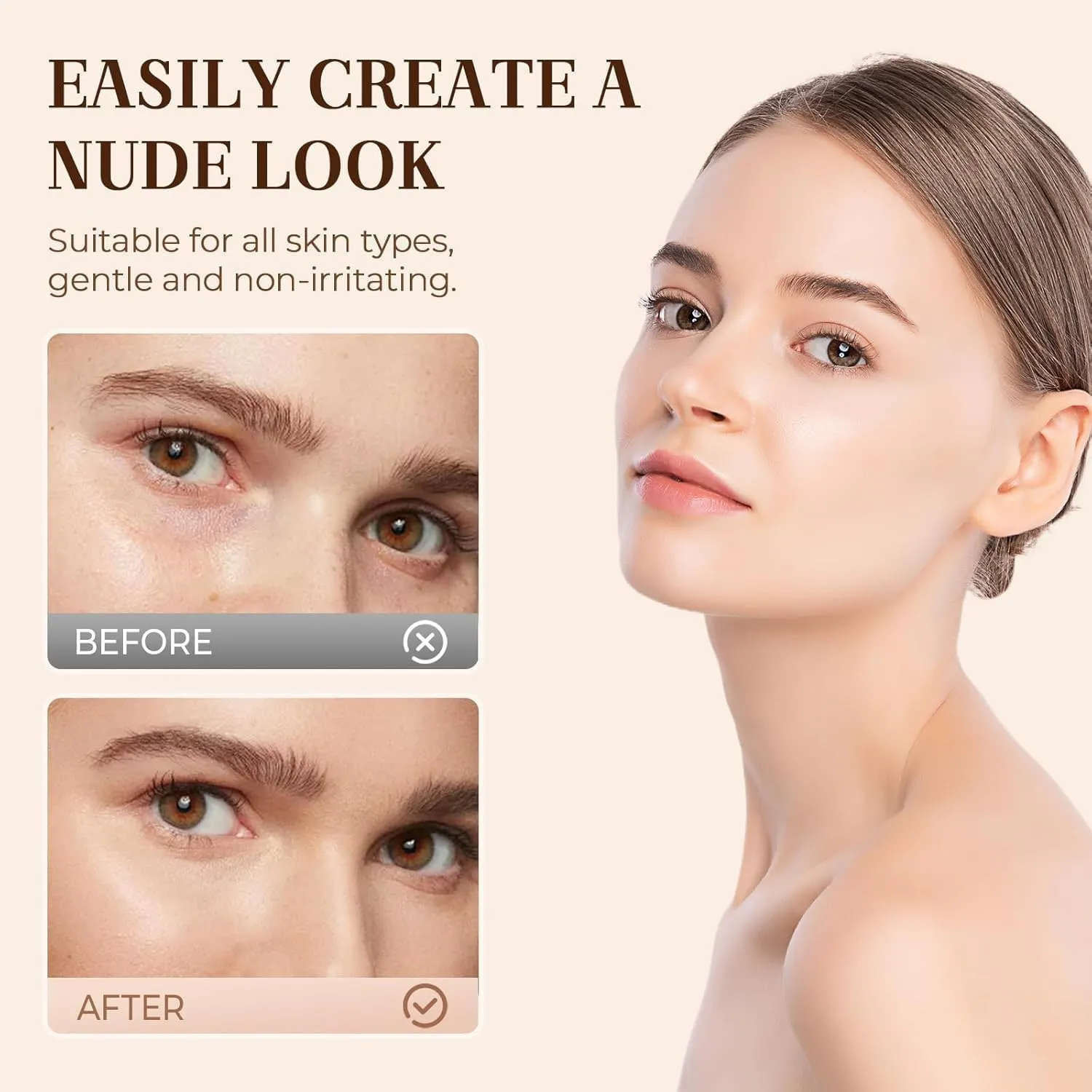 Under Eye Brightener, 2025 Upgrade Eye Brightener Conceal & Brighten Dark Circles Moisturizing and Waterproof, Moisturizing Foundation Eye Concealer for Dark Circles (lvory, m)