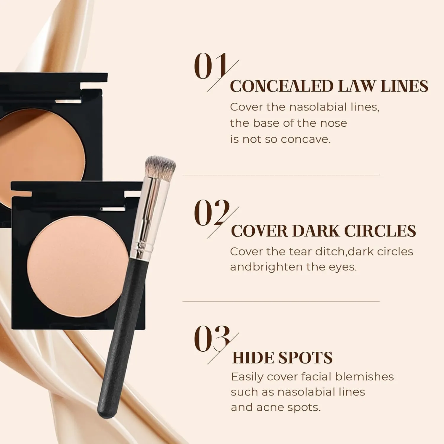 Under Eye Brightener, 2025 Upgrade Eye Brightener Conceal & Brighten Dark Circles Moisturizing and Waterproof, Moisturizing Foundation Eye Concealer for Dark Circles (lvory, m)