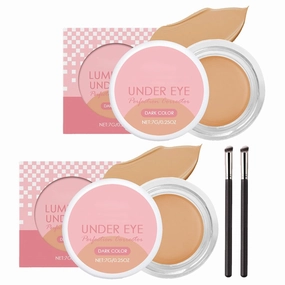 Under Eye Brightener, Brightening Cream Concealer, Under Eye Perfection Corrector, Full Coverage Under Eye Concealer Moisturizing Smooth Waterproof for Dark circles 2pcs (Dark)