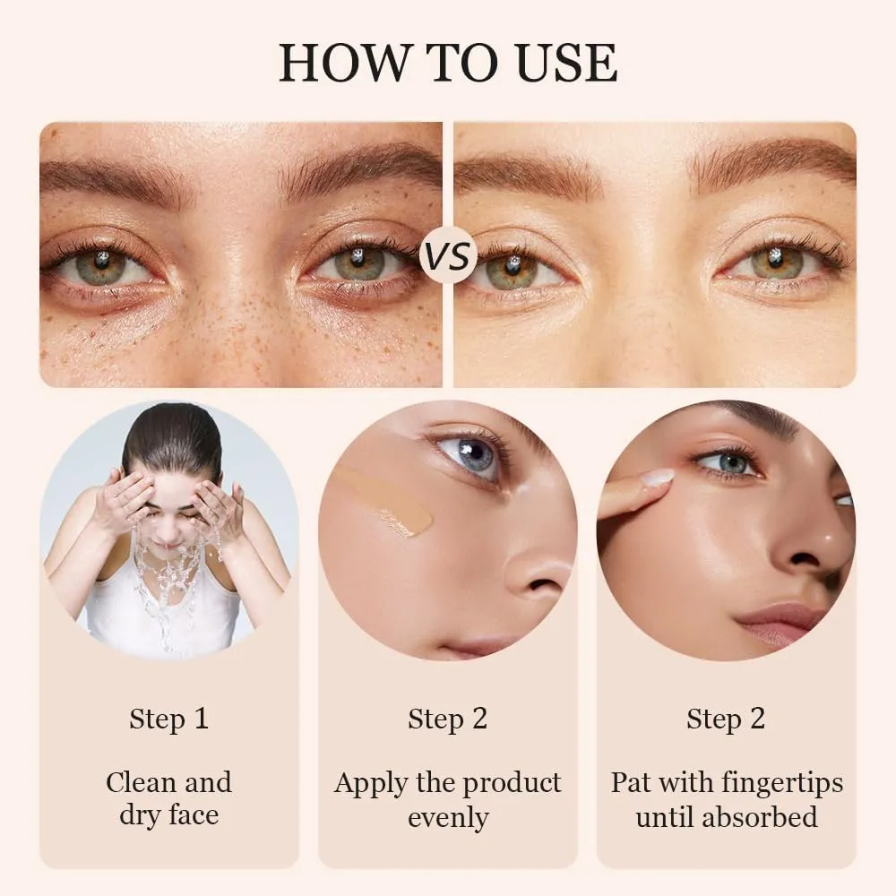 Undereye Dark Circle Corrector, Portable Brush Concealer, Easily Conceals Dark Circles, Designed for Women, Moisturizing, Brightening Effect (Light-Medium Peach, #01)