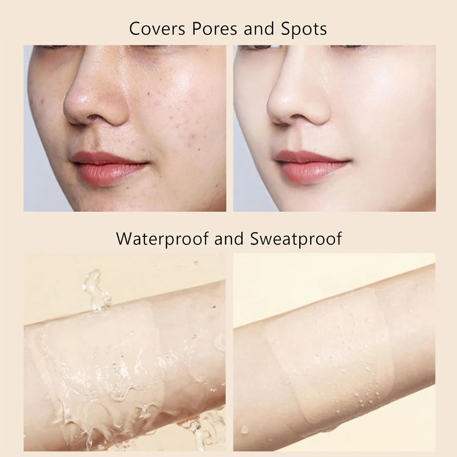 Updo Foundation, Korean Foundation, Uodo Matte Face Makeup Liquid Foundation Primer, Hydrating Waterproof and Light Long Lasting Foundation, Invisible Foundation Makeup (W03,Hydrating)