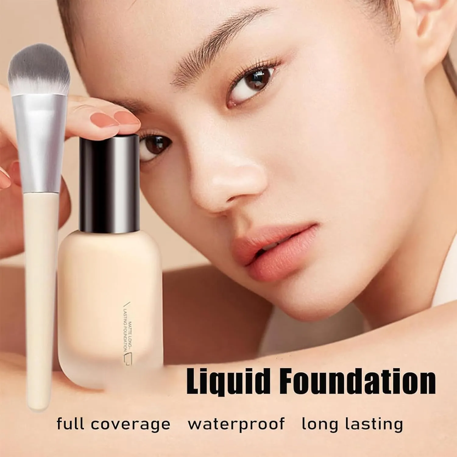 Updo Foundation, Korean Foundation, Uodo Matte Face Makeup Liquid Foundation Primer, Hydrating Waterproof and Light Long Lasting Foundation, Invisible Foundation Makeup (W03,Hydrating)