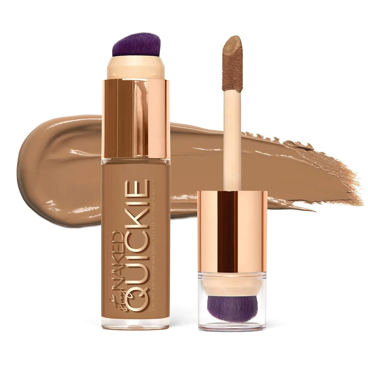 Urban Decay Quickie 24HR Full Coverage Waterproof Concealer, Natural Matte Finish, Hydrating Vitamin E, Dual-ended Buffing Brush & Multi-use Applicator, Noncomedogenic, Vegan, Cruelty-free - 0.5 fl oz