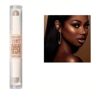USHAS Natural Shimmer Highlighter Powder, 2-in-1 Highlighter Stick Concealer Stick (3, 1)