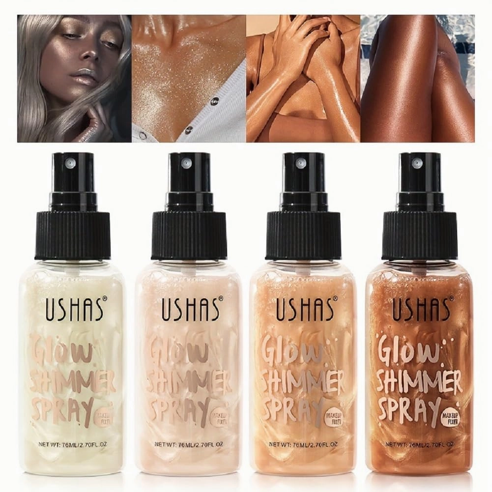 USHAS Liquid Highlighter, Liquid Concealer, Permanent Water and Oil Resistant, Glitter (4, 76ml)