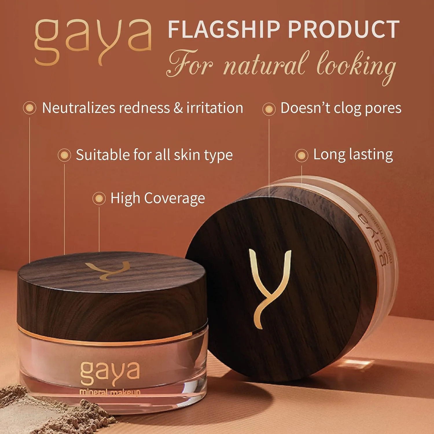 Vegan Mineral Powder Foundation - Light to Full Coverage, Natural-Looking Finish, Cruelty Free, No Chemicals (MF1)