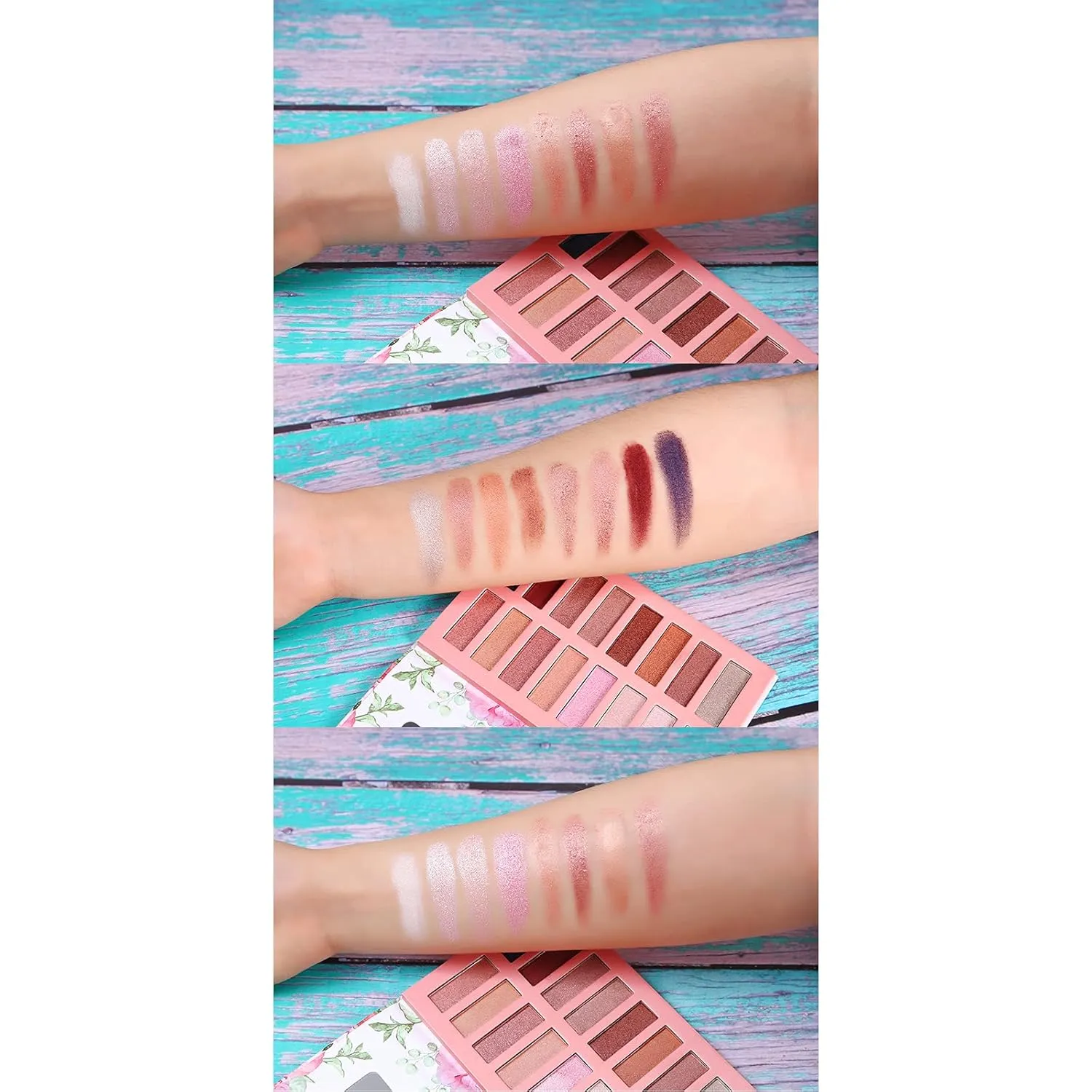 Vegan Organic Eyeshadow Palette - 16 Colors Highly Pigmented Metallic Colorful Long Lasting Nude Shimmer