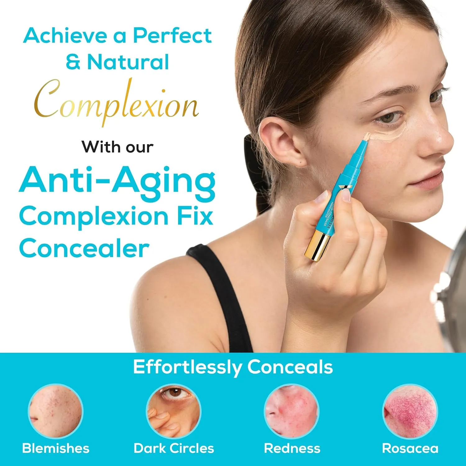 Veil Cosmetics - Complexion Fix Concealer - Liquid Concealer for Under Eye   Dark Circles - Highlight, Contour, Correct - Anti-Aging - Vegan Makeup Pen - Hydrating Lightweight (3N Medium Neutral)