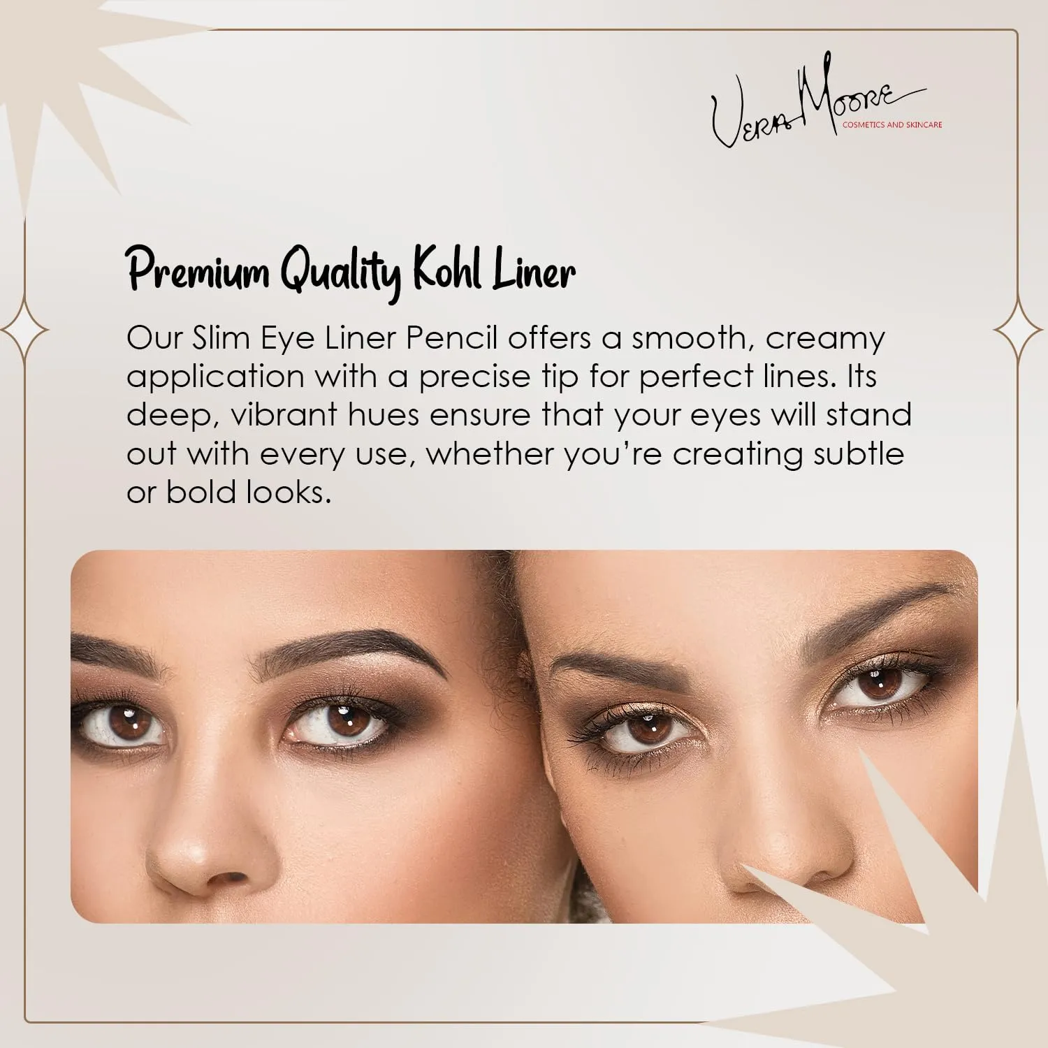 Vera Moore Slim Eye Liner Pencil, Smooth Formula, Hypoallergenic and Vegan, Smudge-Proof and Waterproof Application, Bold and Defined Lines Eyeliner, (0.05 Oz) (Toast Eyeliner)