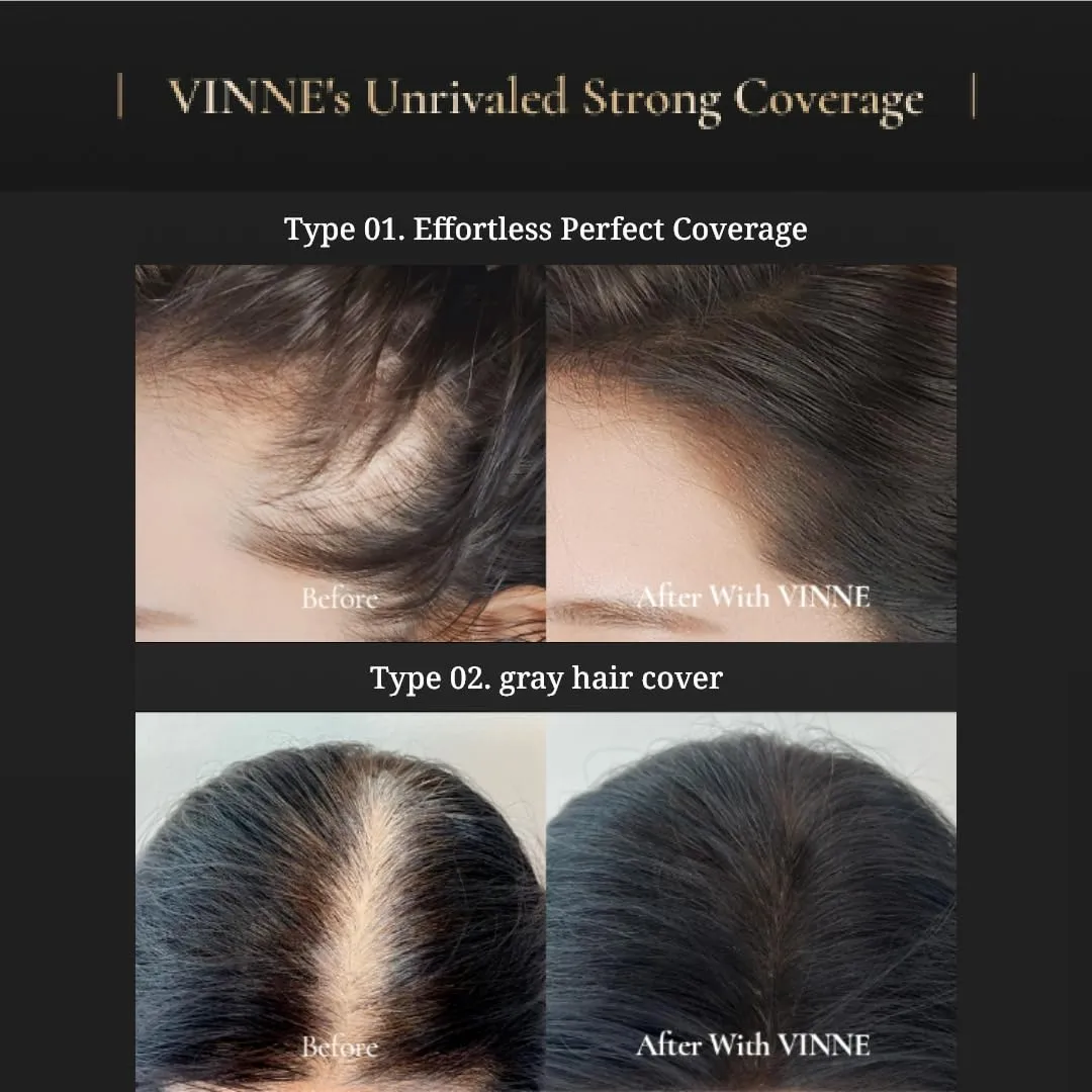 Vinne 2-Color Hair Cushion Stick: Waterproof Gray Cover, Hair Concealer, Long-Lasting Root Filler & Nutrient-Rich Care (Natural Black, Dark Brown)