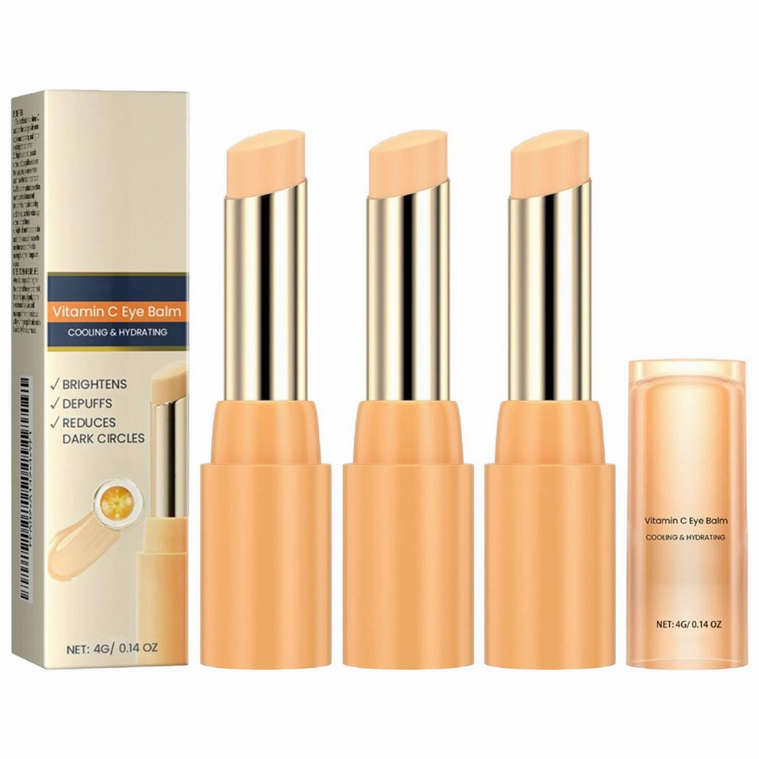 Vitamin C Eye Balm, Brightening Hydrating Cream, Eliminate Bags, Lighten Dark Circles, Smooth Fine Lines Around Eyes (3pcs)