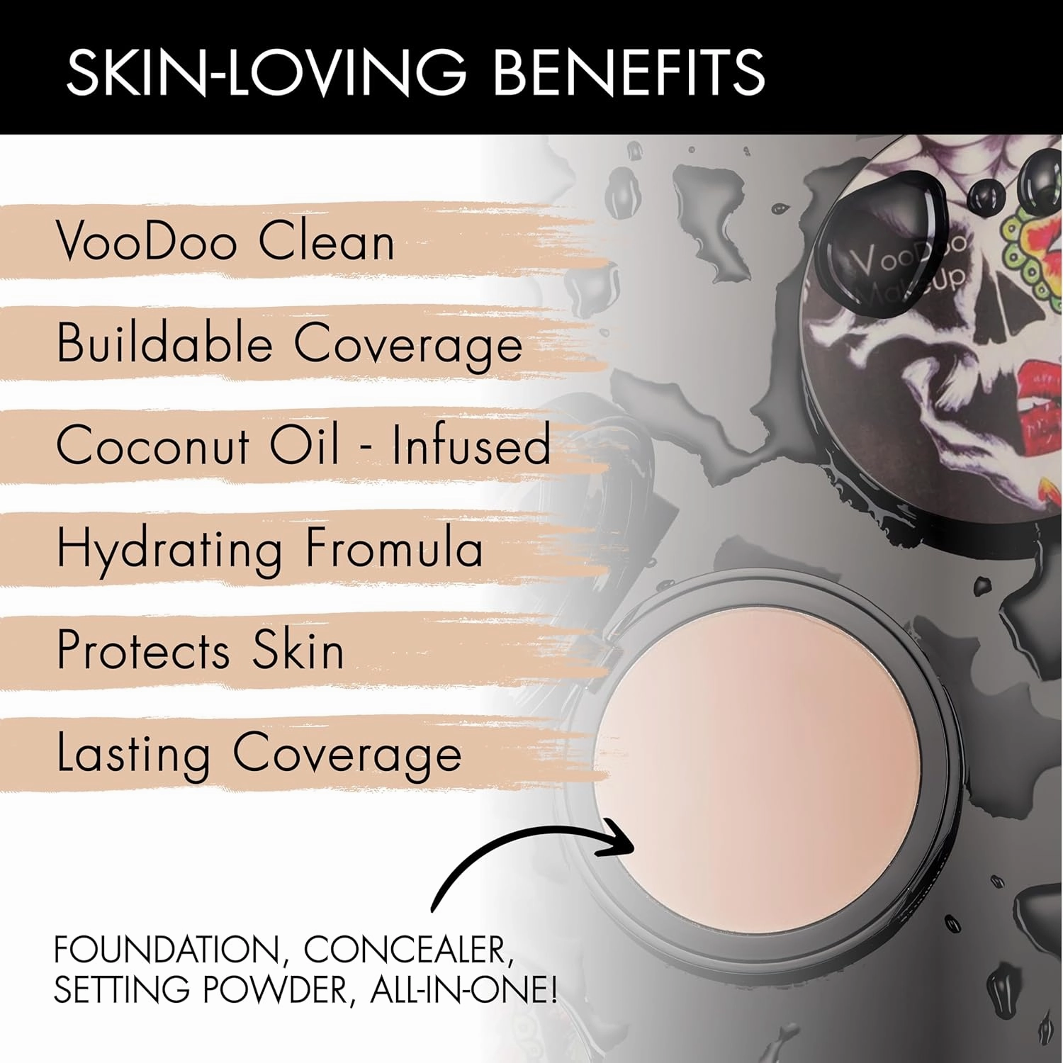 Voodoo Makeup Kiss of Sun Highlighter in Light - Cream to Powder Yellow Highlighter Makeup and Under Eye Brightener