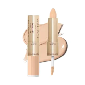 Wander Beauty Dualist Matte and Illuminating Concealer Makeup - Fair - Dual-Ended Matte & Liquid Concealer Stick - Full Coverage Formula to Brighten, Firm & Hydrates Under Eyes - 0.28 fl oz