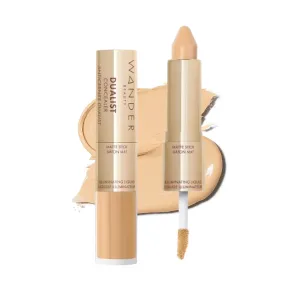 Wander Beauty Dualist Matte and Illuminating Concealer Makeup - Light Medium - Dual-Ended Matte Concealer Stick   Liquid Concealer - Full Coverage Concealer Brightens, Firms, & Hydrates - 0.28 fl oz