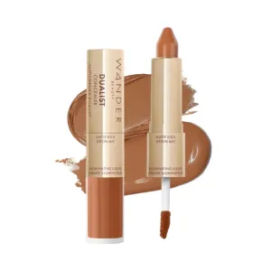 Wander Beauty Dualist Matte and Illuminating Concealer Makeup - Rich Deep - Dual-Ended Matte Concealer Stick   Liquid Concealer - Full Coverage Concealer Brightens & Hydrates Under Eyes - 0.28 fl oz