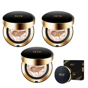 Water Bead Tricolor Latte Concealer Cushion, MZV Air Cushion BB Cream Waterproof Foundation, Moisturizing Long-Lasting Oil Control Conceal Brightening Cushion