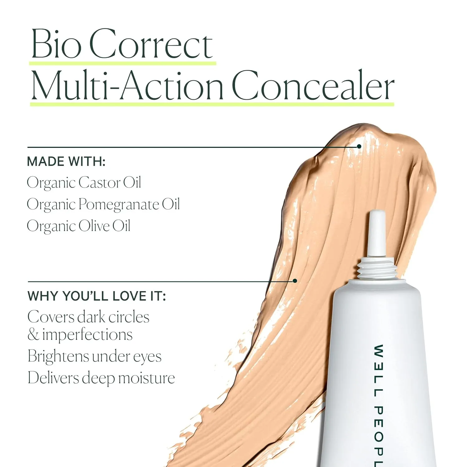 Well People Bio Correct Concealer, Full-coverage, Nourishing Liquid Concealer For Concealing & Correcting, Hydrating Formula, Vegan & Cruelty-free, 4W