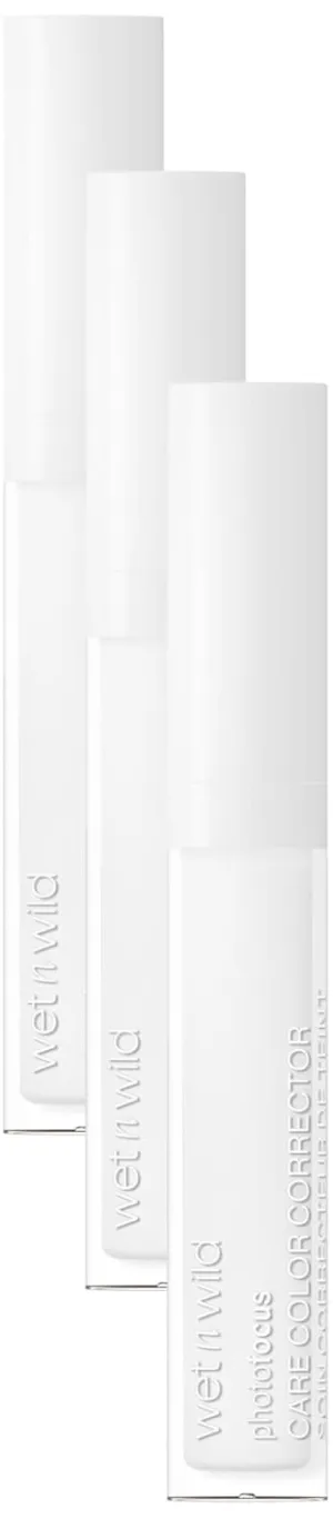 wet n wild Photo Focus Care Color Corrector, Niacinamide-Infused, Seamlessly Buildable for All Skin Types, Lightweight Formula for Flawless Correction, Vegan & Cruelty-Free - White (Pack of 3)