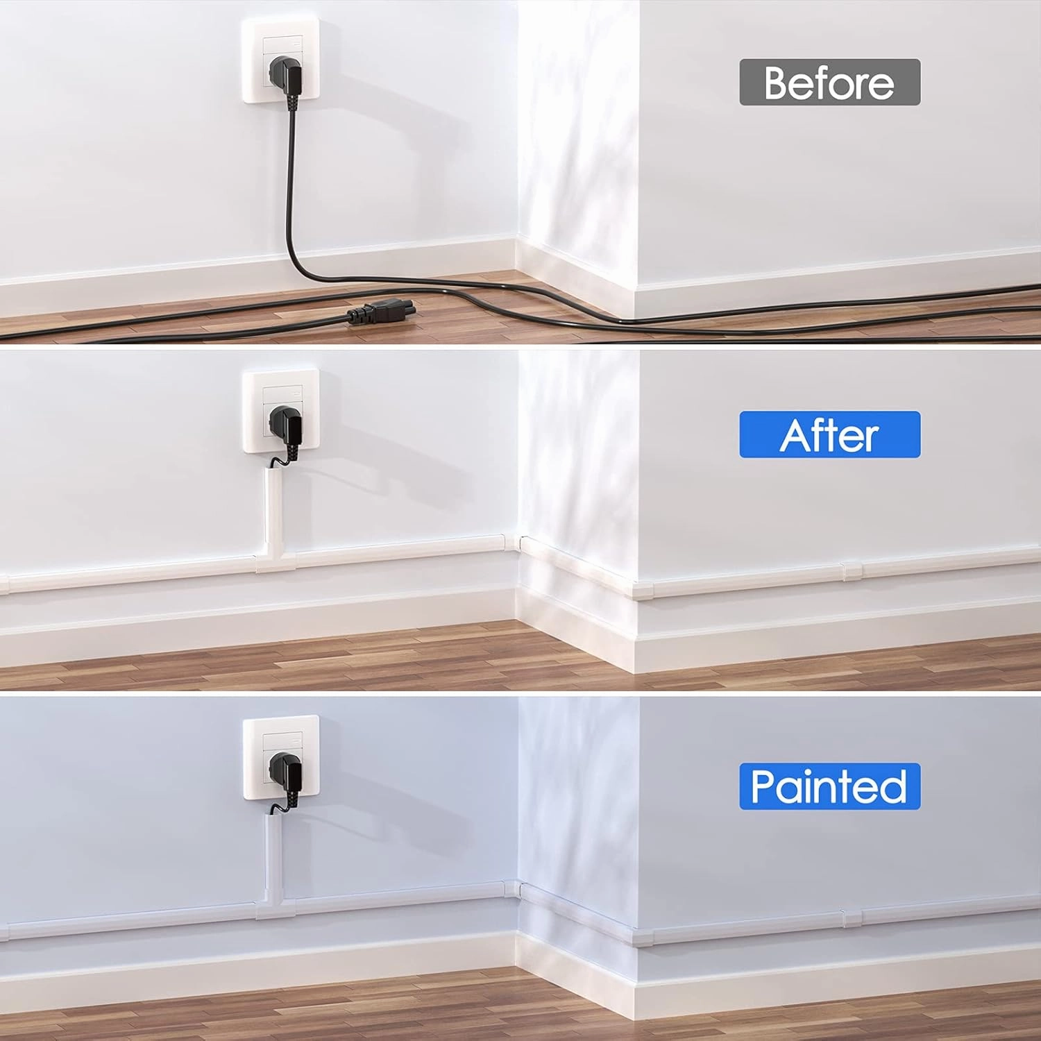 Yecaye 125in Cord Hider, Large Cord Covers for Wires on Wall, Cable Management Kit for Mount TVs, Wire Hider Cable Concealer for Home Office, W1.18in H0.6in, White