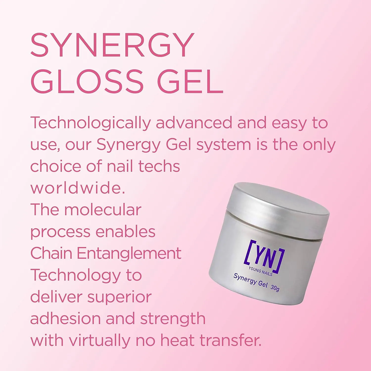 Young Nails Synergy Gel System, Clear Gloss Finishing Gel - Builder Gel Top Coat, Superior Adhesion & Strength, Hard Gel Top Coat - Gloss Top Coat, 30g