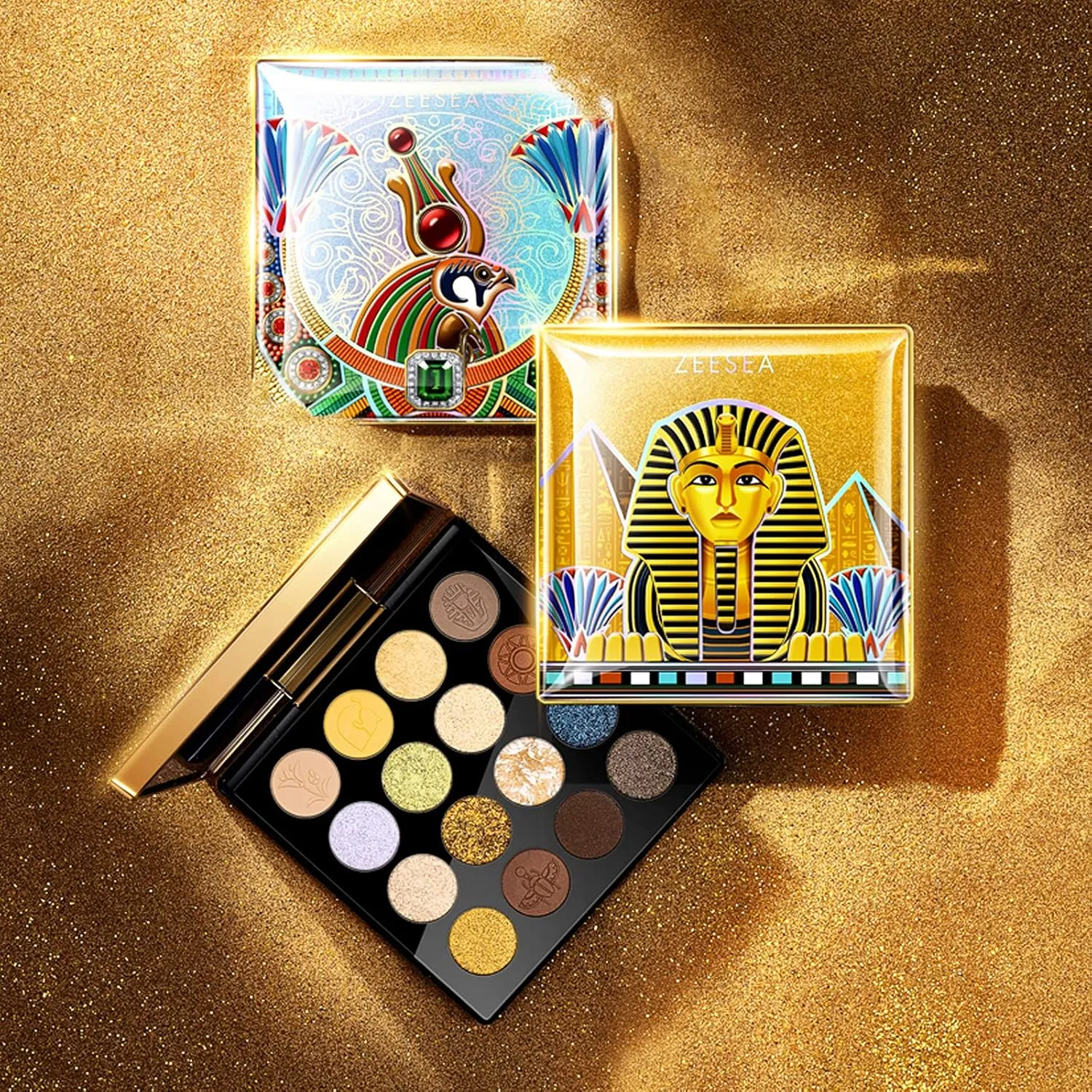 zeesea The British Museum Egypt Collection Eyeshadow Shimmer Matte Glitter 16 Colors Eyeshadow Palette (#010 QUEEN OF EGYPT)